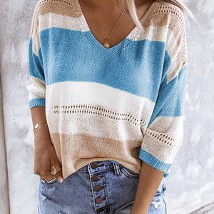 Colorblock v-neck sweater